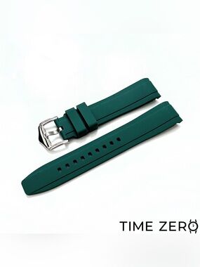 New Green Curved End Rubber Watch Strap (The Element Collection) by Time Zero